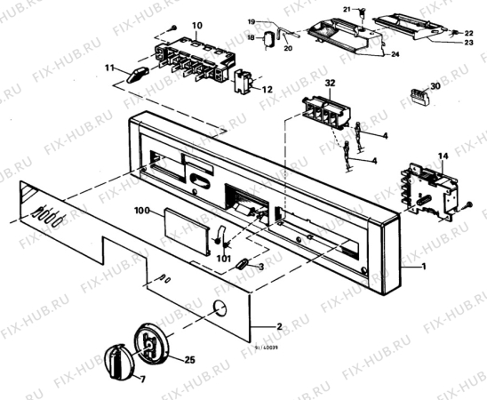 Взрыв-схема посудомоечной машины Atlas AOI2815 - Схема узла W10 Panel